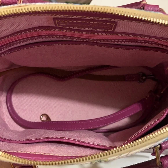 Dooney & Bourke Purple and Cream Satchel - Picture 3 of 7